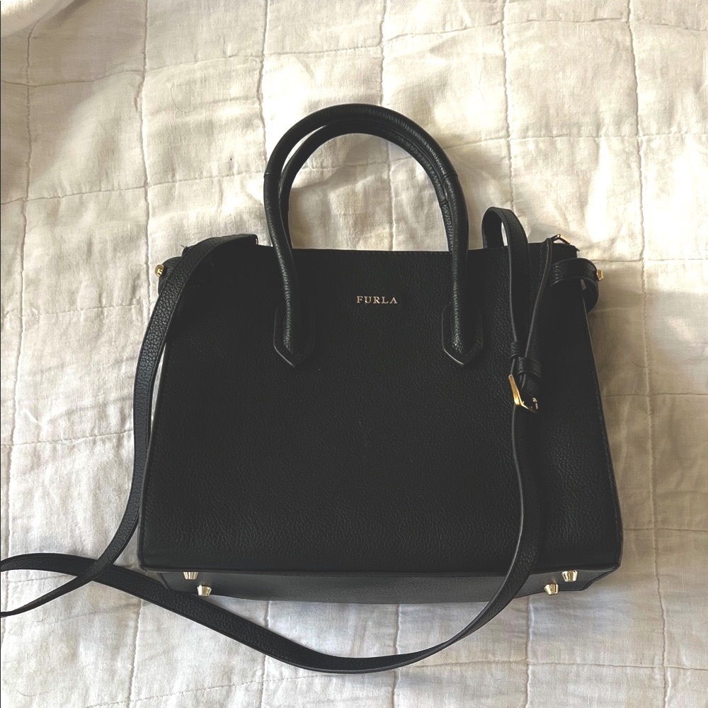 Furla Black Pin Leather Tote